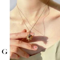 ghidbk dainty natural stone polaris pendant necklace for women gold color stainless steel starburst celestial jewelry trend
