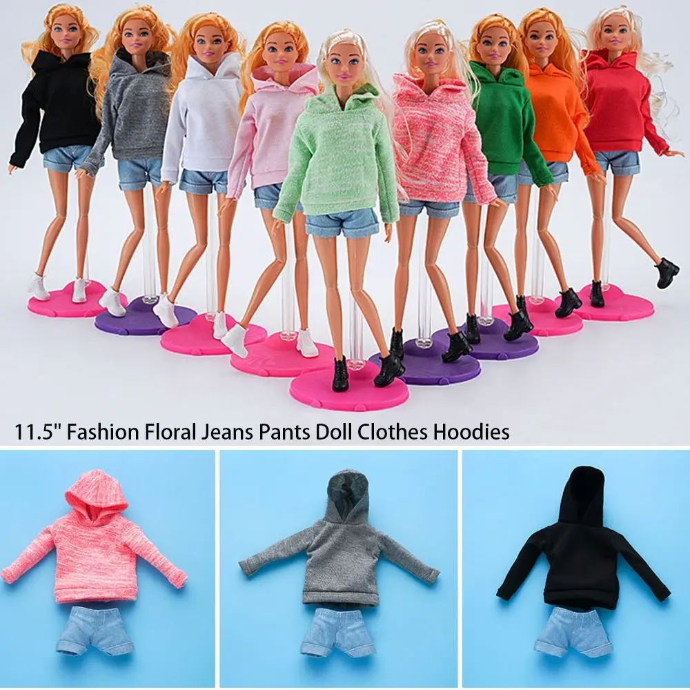 

11.5" Fashion Doll Floral Jeans Hoodies Leather Pants Shorts For 1/6 BJD Dolls Trousers Casual Wears DIY Doll Accessories