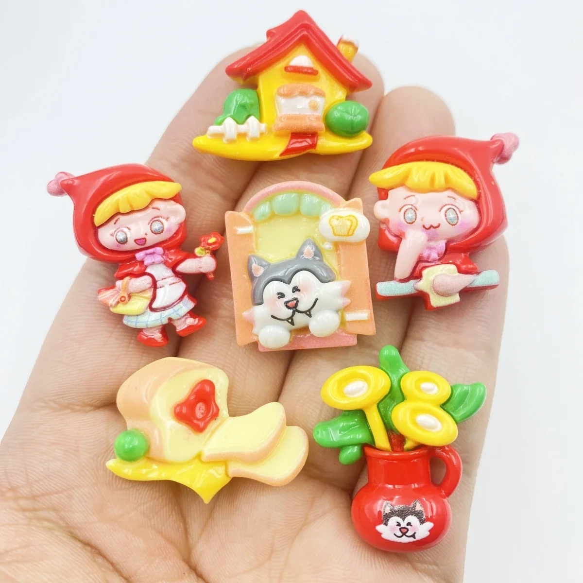 6 шт. мультяшная маленькая девочка с большим плохим волком фигурки из смолы