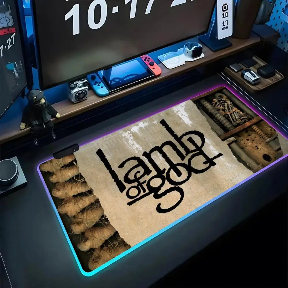 Коврик для мыши Heavy Metal Rock L-Lamb Of G-God MINISO резиновый ремешок RGB большой коврик