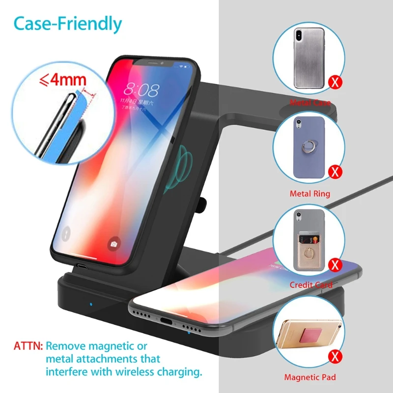 

3 in 1 Phone Holder Charging Base Stand Dock for Phones Watch Headphone