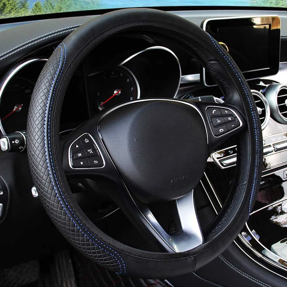 

Universal Car Steering Wheel Cover Skidproof Auto Steering- Wheel Cover Anti-Slip Embossing Leather Car-styling Car Accessories