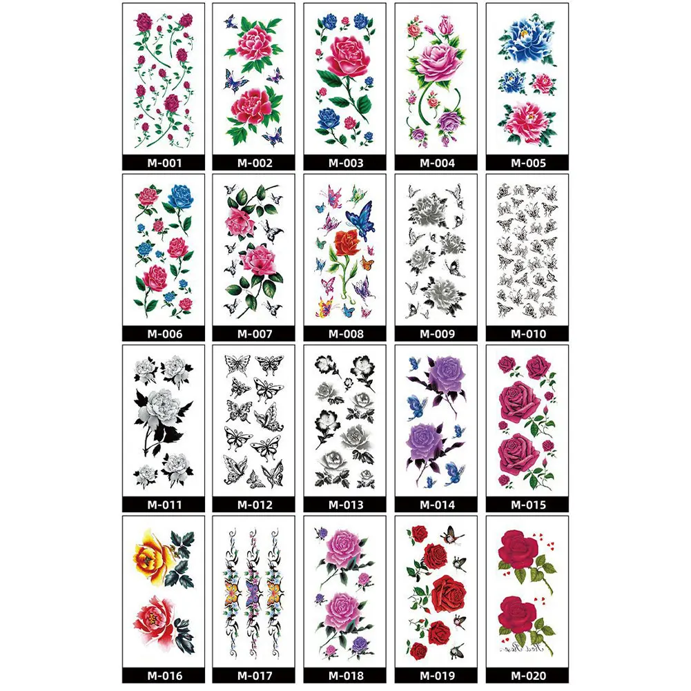 

20sheets Waterproof Easy Apply Flower Animal Men Women Party DIY Temporary Tattoo Sexy Fake Body Art Long Lasting Arm Leg Gift