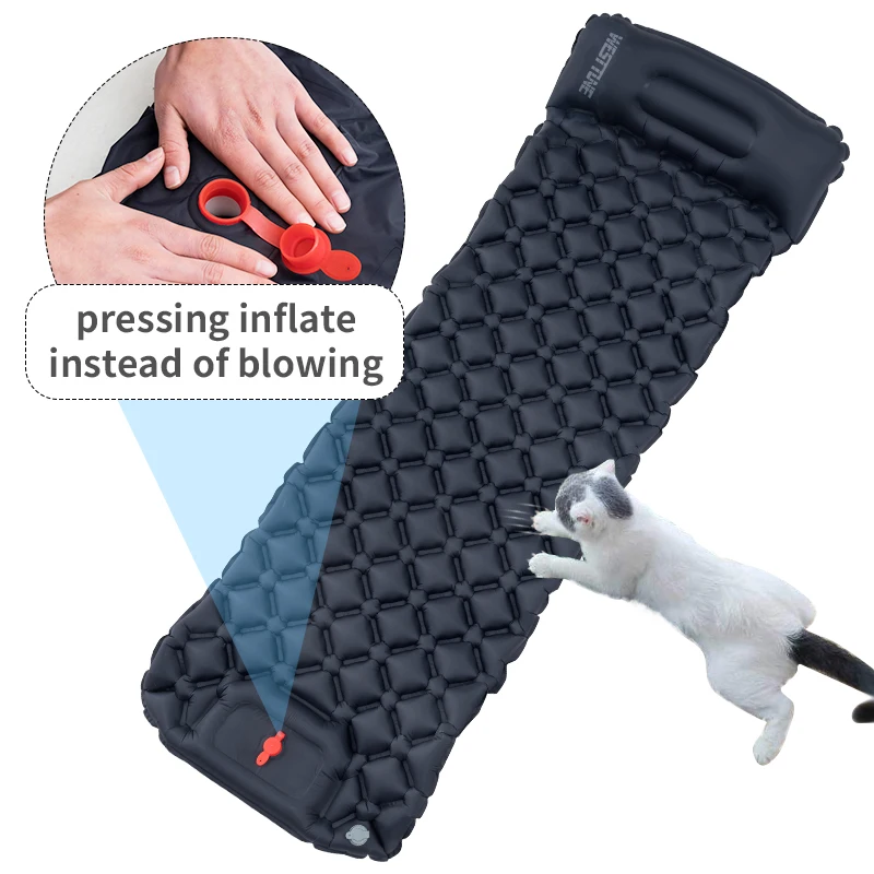 

Outdoor Sleeping Pad Travel Mat Ultralight Air Cushion Hiking Camping Inflatable Mattress with Pillows Folding Bed camping bed
