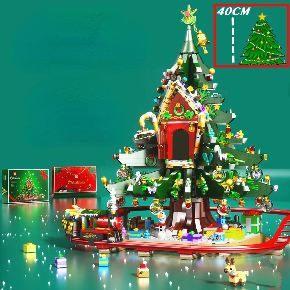 

2126pcs City Christmas Tree Reindeer Gingerbread House Model Sets Building Bricks Winter Train Santa Claus Toys for Kids Gifts