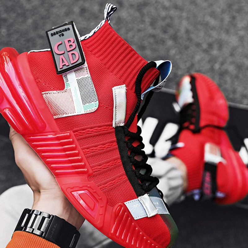 Men Spring Summer Fashion Tide Shoes Sneakers Male Breathable Casual Reflective Footwear High Quality High Top Sneakers