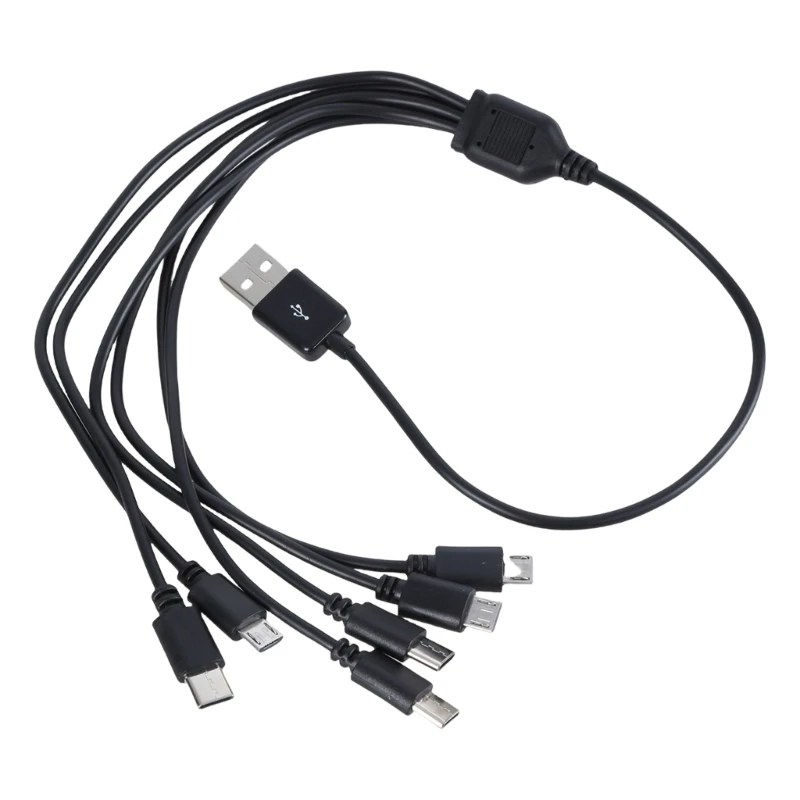 Универсальный зарядный кабель USB-3xUSB 5-контактный 3xType C шнур 6 в 1 для телефона