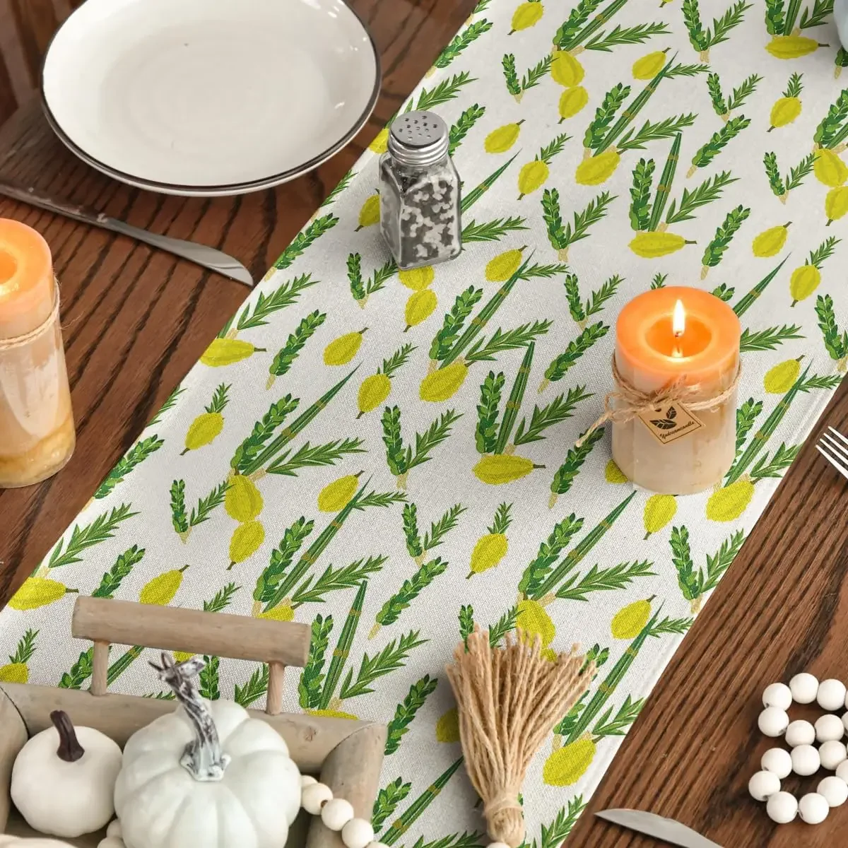 Happy Sukkot Etrog льняная скатерть настольное украшение sukka еврейский праздник Осенний