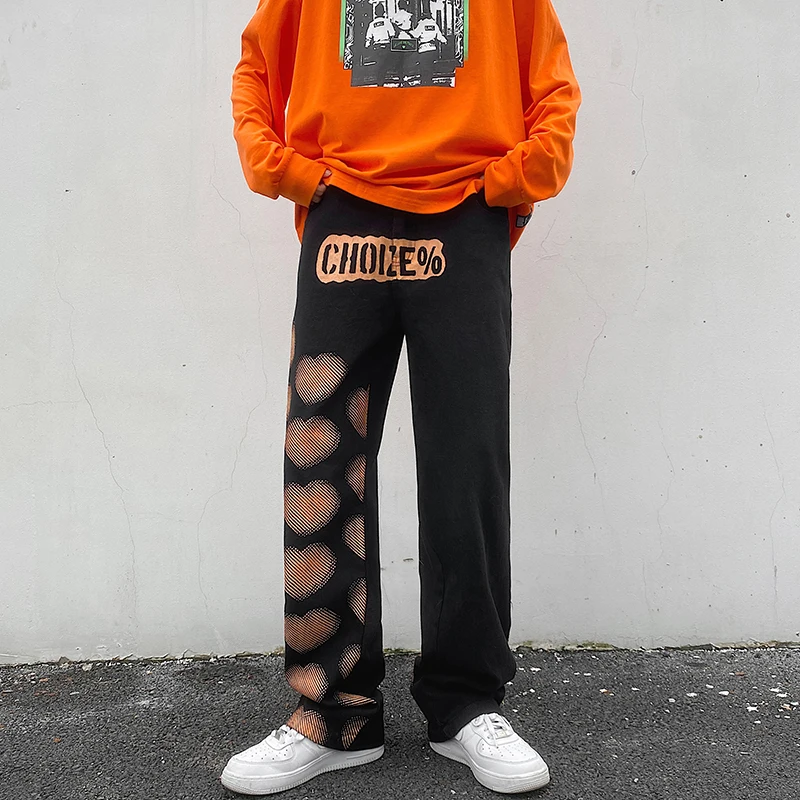 

2022 Fashion Straight Jeans High Street Loose Fit Hip-hop Pinted Letters Boyfriend Trouser