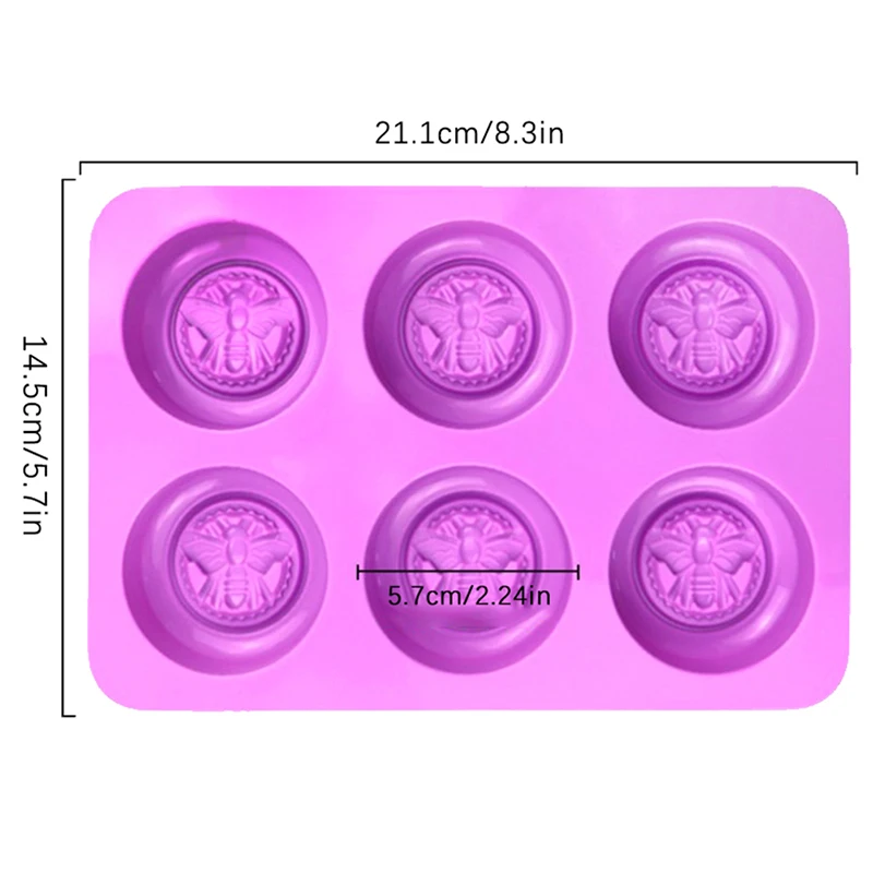 6 отверстий круглые силиконовые формы для мыла с узором в виде пчелы сделай сам