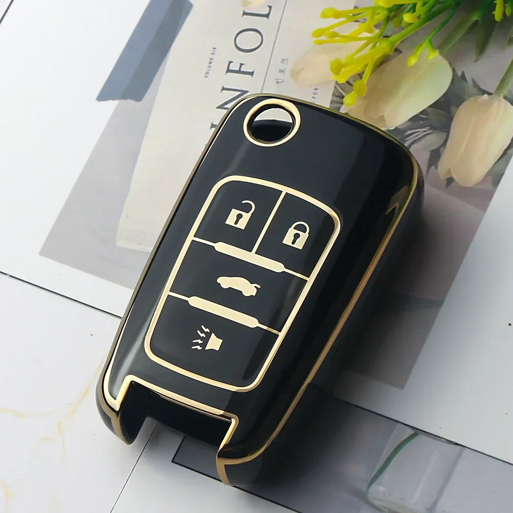 

Ключ от машины KEYYOU для Chevrolet Chevy Cruze Malibu Camaro Aveo Equinox Impala Sonic для Opel Buick 4, 5 кнопок, чехол для смарт-ключа из ТПУ