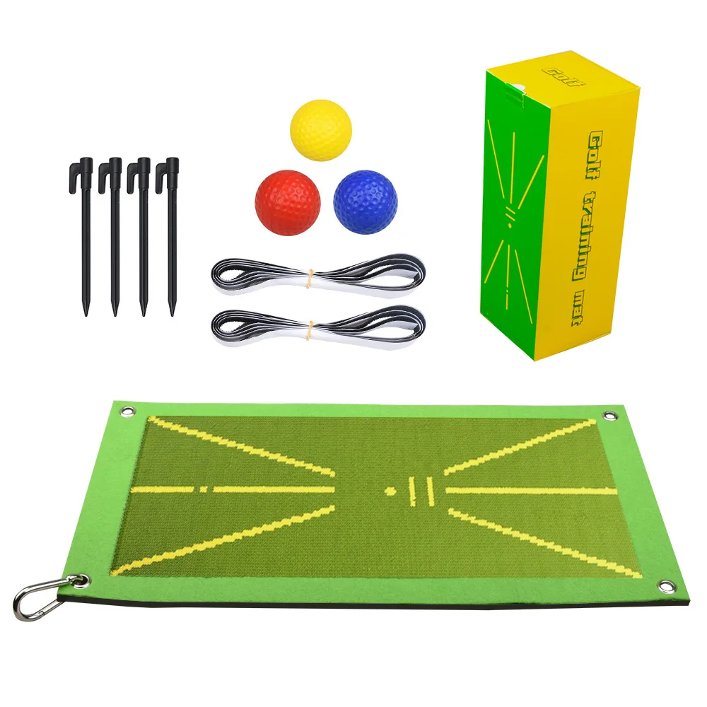 

Golf Swing Mat Hitting Batting Direction Mark Trace Indoor Home Golf Swing Training Pad W 3 Pcs Practice Ball Golf Ball