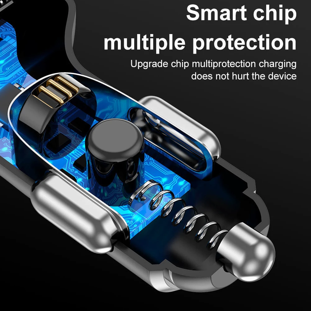 

Автомобильное зарядное устройство с двумя USB-портами, 3 порта, 70x30 мм