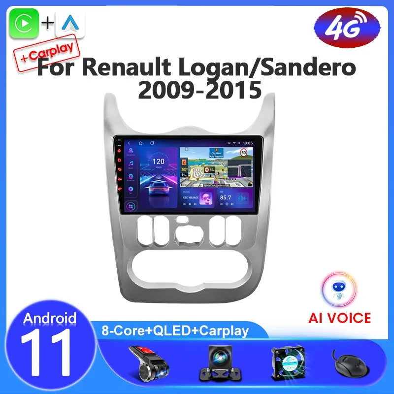 

2Din Android 11 For Renault Logan 1 Sandero 2009-2015 Largus Dacia Duster Car Radio Multimedia Player Carplay Stereo DVD