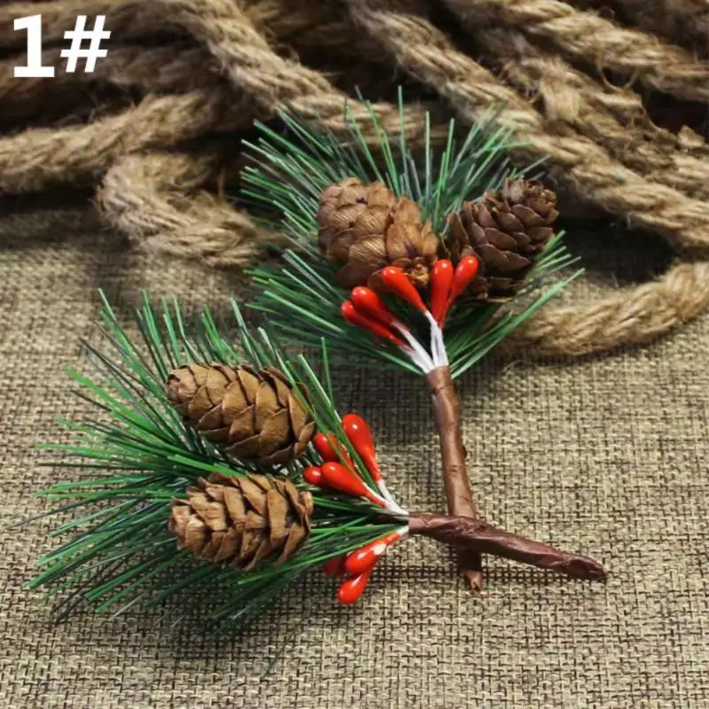 

Christmas Pine Needles Simulation Mini Christmas Tree Decoration Diy Handmade Materials Red Fruit Berries Artifiical Flowers