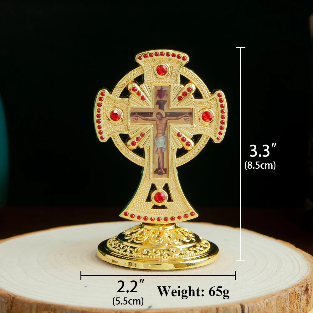 

Православный церковный крест из цинкового сплава с бриллиантовым крестом, украшение для домашнего рабочего стола, украшения для центральной консоли автомобиля