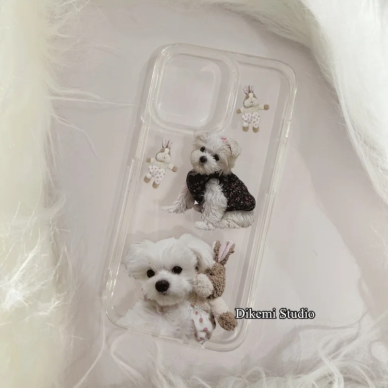 

Korean Ins Cute Pet Dog Doll Rabbit for Iphone13/11/12promax/xsmax/xr Mobile Phone Case Soft Case