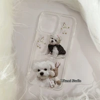 korean ins cute pet dog doll rabbit for iphone131112promaxxsmaxxr mobile phone case soft case