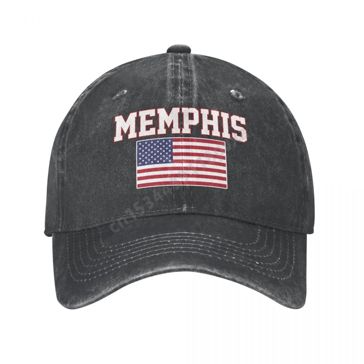 Memphis America Flag USA United States City Charcoal Washed Denim Baseball Cap Men Classic Vintage Cotton Dad Trucker Hat