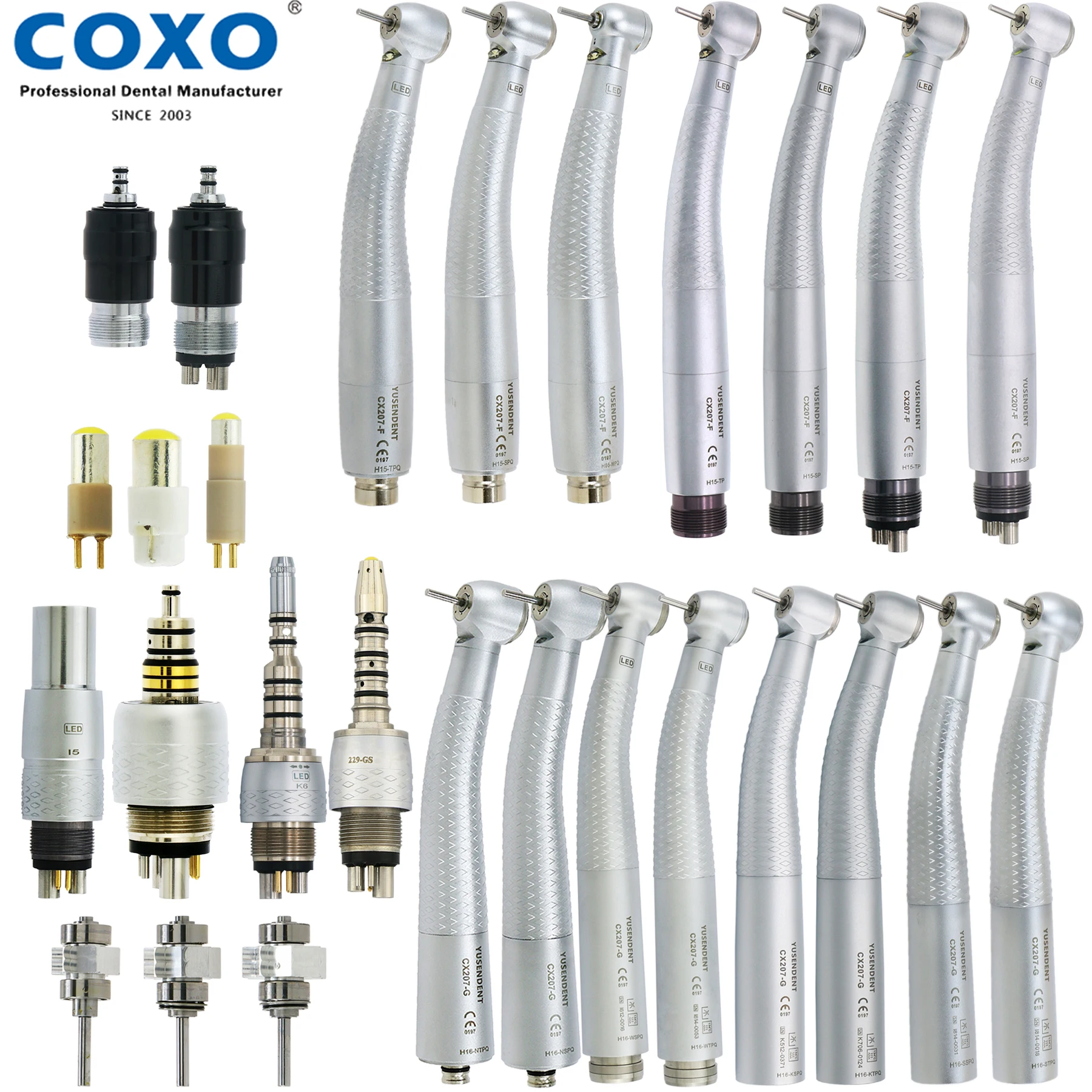 

COXO Dental LED Fiber Optic High Speed Handpiece E Generator Air Turbine 6 Pin LED Coupler Fit KAVO NSK W-H Dentist Tools