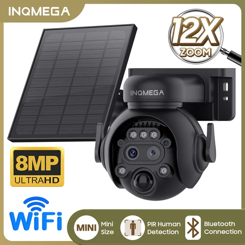 Камера видеонаблюдения INQMEGA, 4K, 8 Мп, 12X зум, Wi-Fi, на солнечной батарее