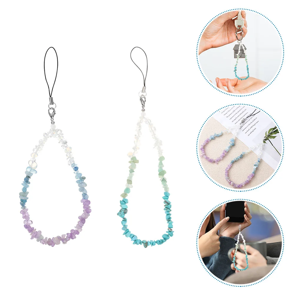 

2Pcs Beaded Charm Lanyard Wrist Strap Anti-Lost Mobile Chain String Lanyard
