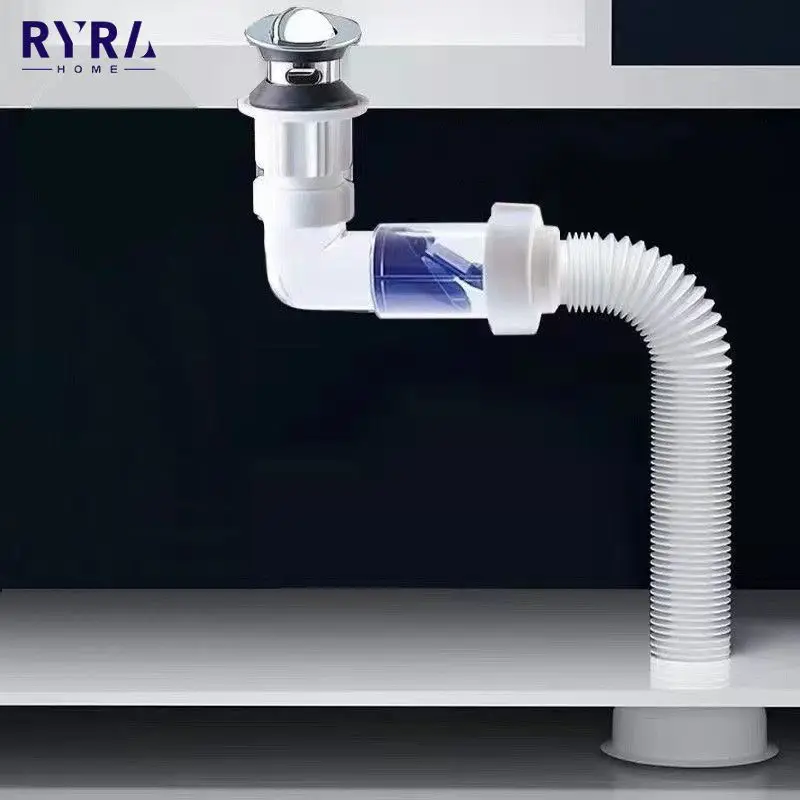 ABS Drain Hose Washbasin Corrugated Curved Pipe Bathroom Expandable Rotate Tube Kitchen Sink Anti-blocking Sewer Deodorant