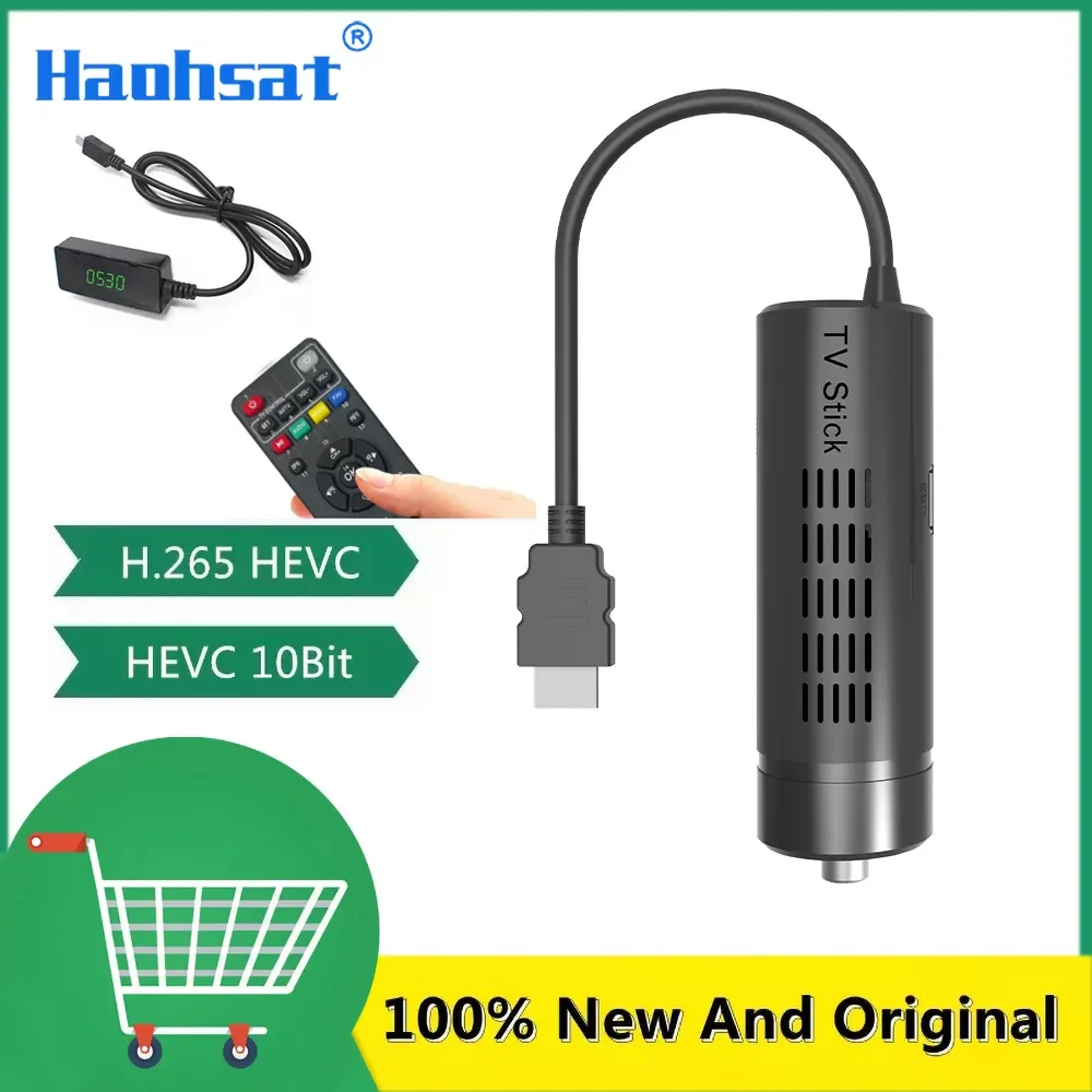 

NEW2023 TV Stick DVB-T2Plus HEVC H.265 Digital Decoder 10Bit HDMI TV Stick Digital Terrestrial TV Box 2 in 1 TV Remote Control