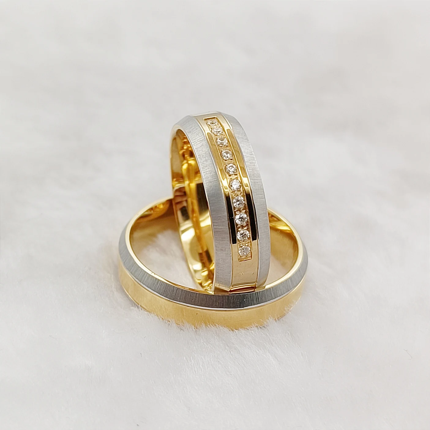 Fine Jewelry Rings Wedding valentines lovers Golden Engagement rings Stainless Steel Costume Jewellery Women