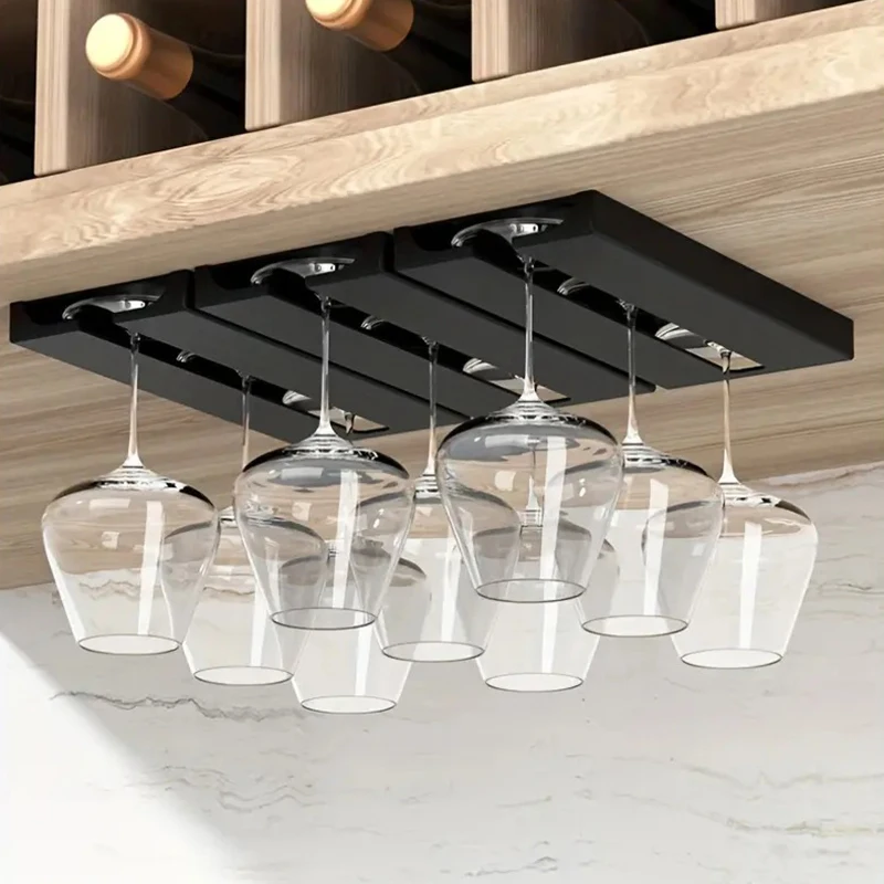 

1PC Punch Free Stemware Inverted Wine Glass Hanging Rack Kitchen Living Room Household Red Wine Glass Hanging Rack