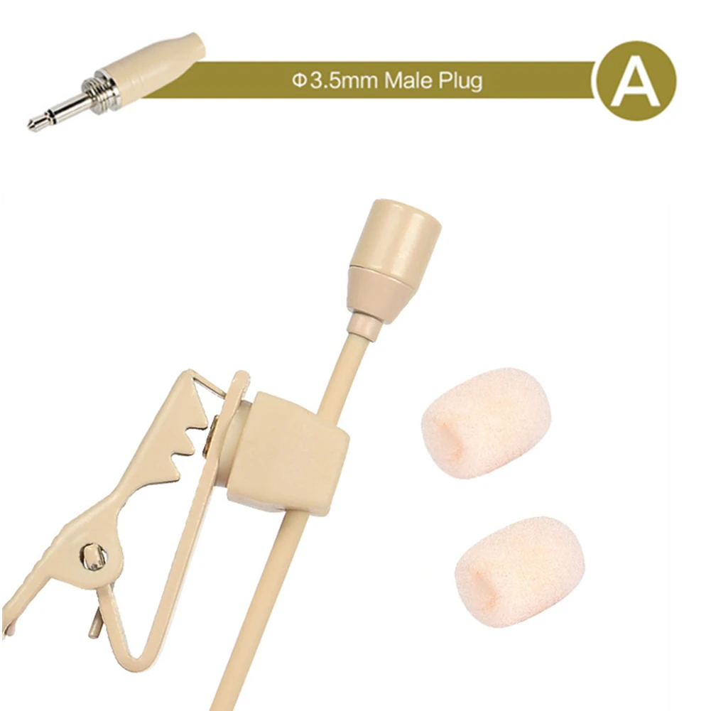 

1pc Beige Lavalier Lapel Clip Microphone 3.5mm 3-Pin 4-Pin XLR For Shure Wireless Audio Technica Mini Microphone For Sennheise