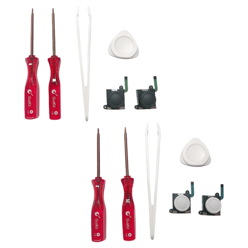

2022 New 6 in 1 Game Controller Repair Tool Kit 3D Analog Joystick Sensor Rocker Cross Y Screwdrivers with Tweezer for NS Swicth