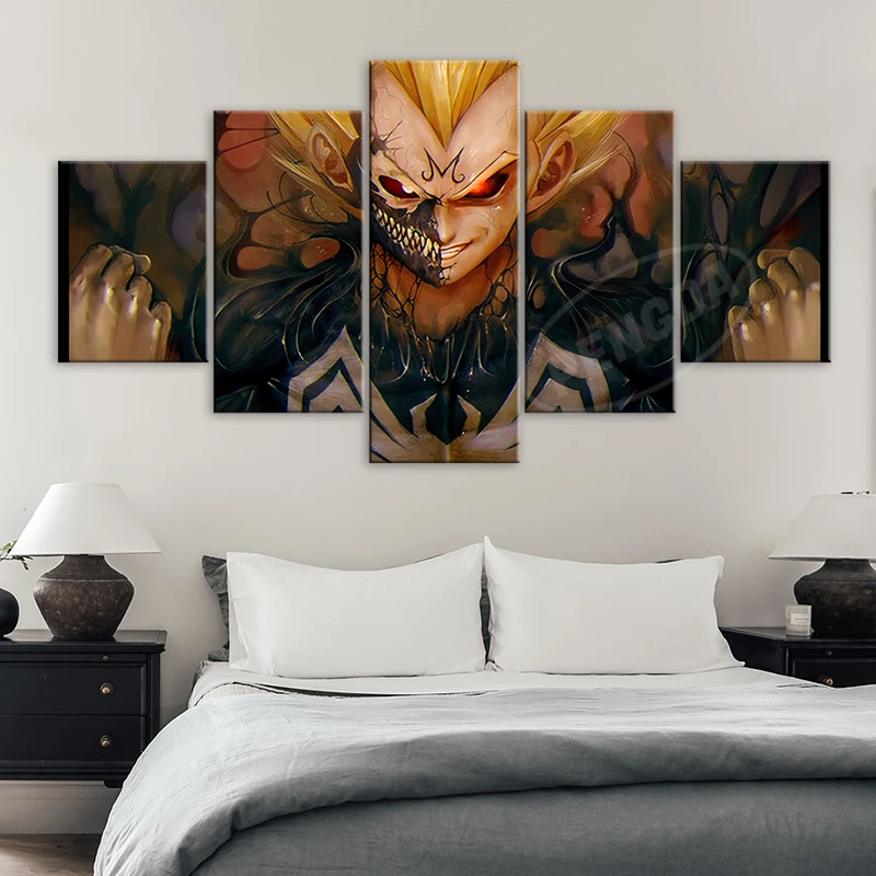 

Majin Vegeta Hd Poster Wall Art 5 Pieces Dragon Ball Anime Roles Canvas Painting Hd Prints Boy Home Decor Modular Picture Framed