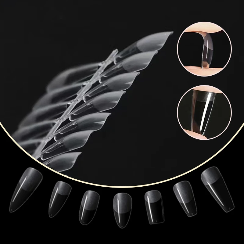 

Gel X False Nail Tips Extension System Full Cover Sculpted Semi-Frosted Stiletto Coffin Press on Nails Capsule Art 120pcs/bag