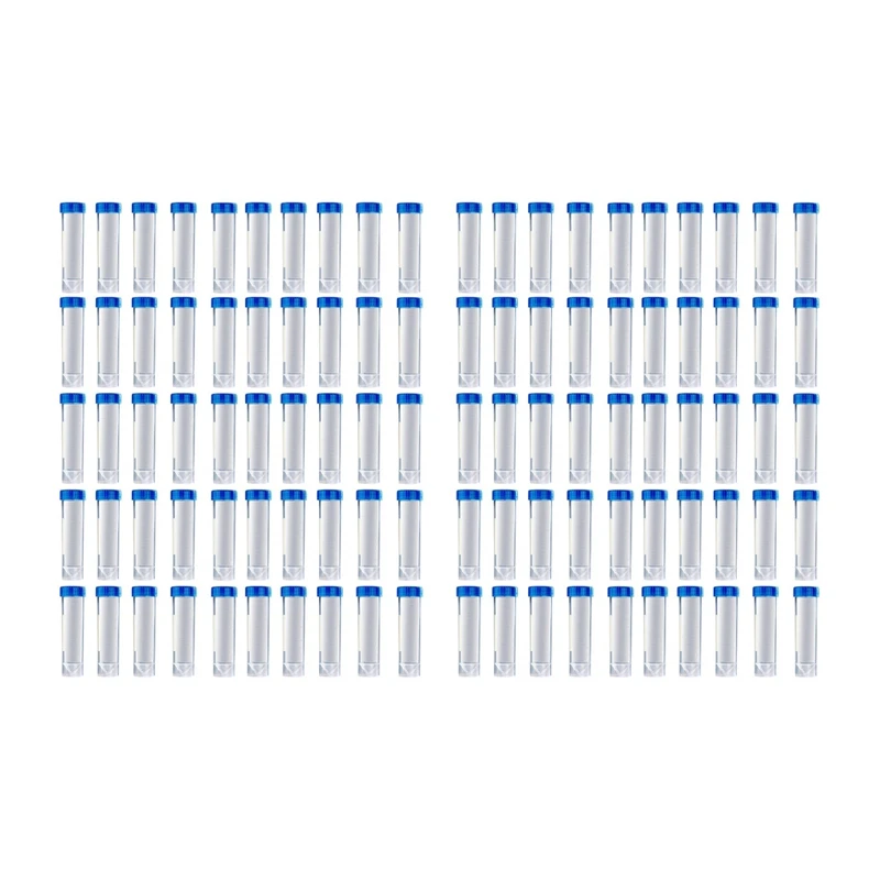 

100 Pieces Of 50 Ml Plastic Centrifuge Tubes With Blue Screw Caps And Conical Bottom, Frayed Plastic Test Tubes