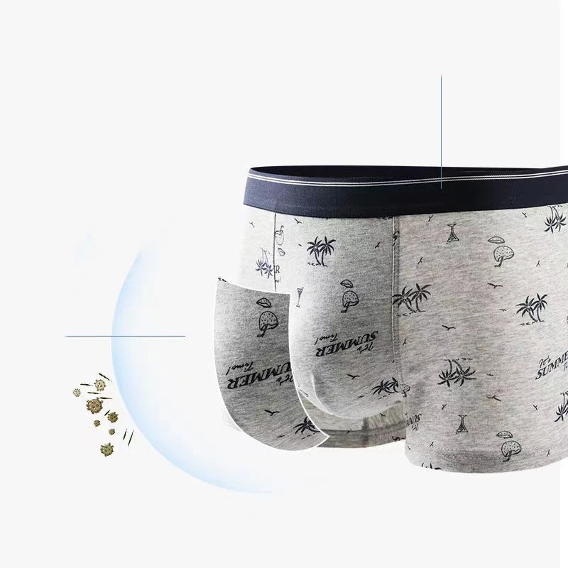 4pcs/Lot Pure Cotton Men'S Underwear Antibacterial Breathable Print Men'S Boxer Shorts Sports Plus Size Male Underpants