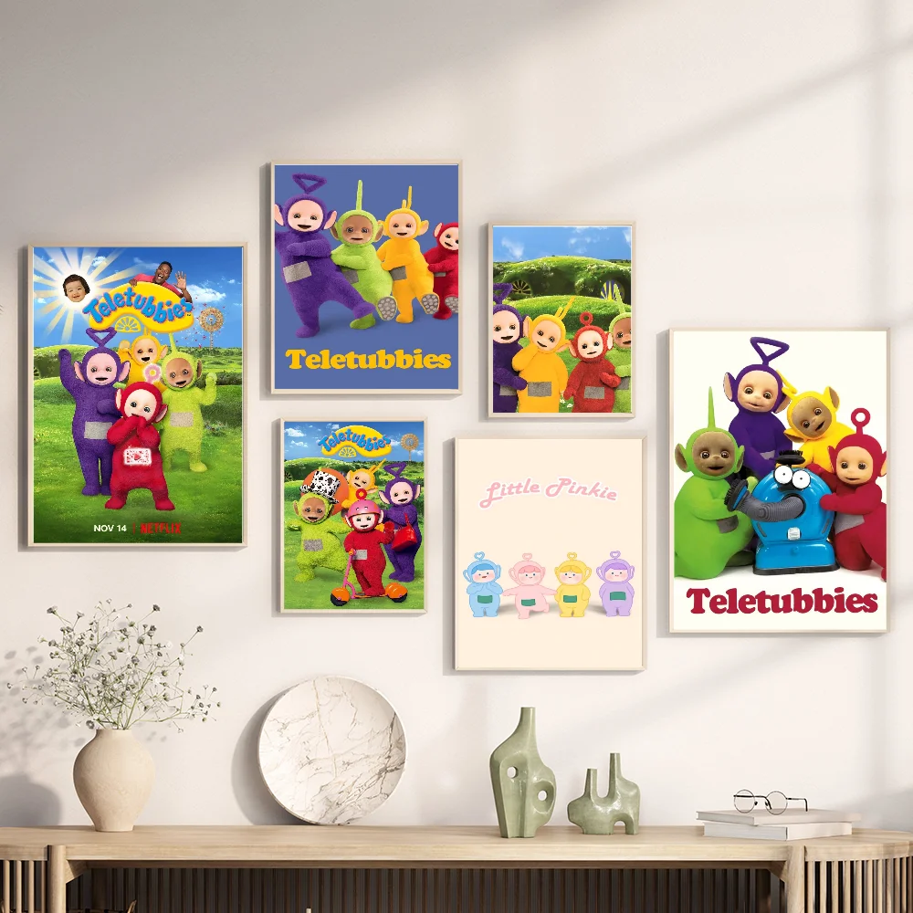 Cute Teletubbies DIY Sticky Poster Vintage Room Bar Cafe Decor Home