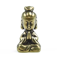 372117mm solid brass guanyin buddha figurine mini statue traditional craft ornament home office desk cafe decor