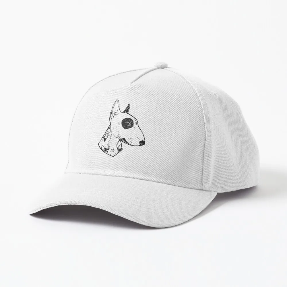 

Tattooed Bullterrier Cap Designed and sold byPaperTigressArt