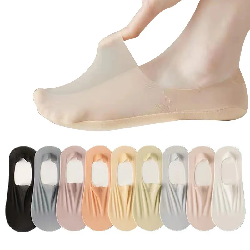 5 pairs women summer breathable invisible socks High elastic non-slip boat socks breathable wicking sweat deodorant women socks