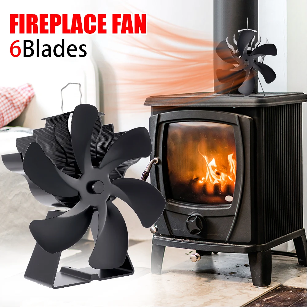 

6 Blades Fireplace Fan Heat-powered Stove Fan No Battery Power Eco-fan Quiet Household Log Burner Efficient Heat Distribution