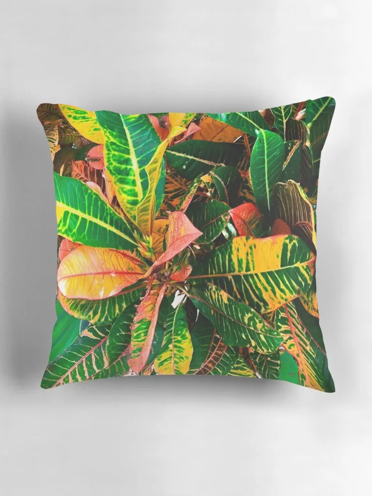 Экзотическая зеленая желтая красная подушка с листьями крокодила для сидения