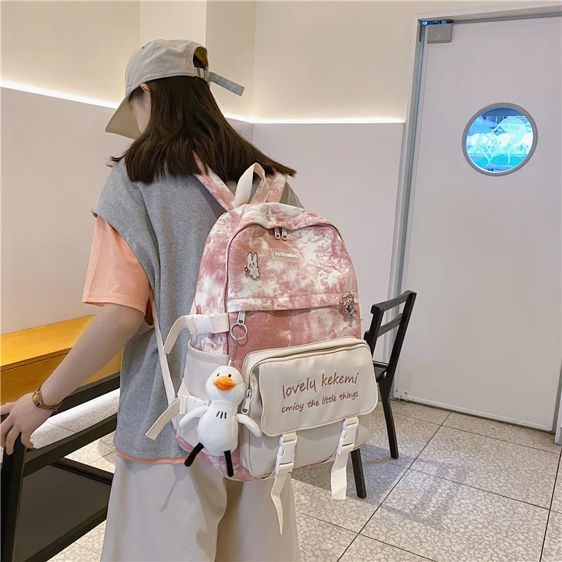 

Школьная сумка для девочек, Модный женский рюкзак для колледжа, нейлоновый водонепроницаемый дорожный ранец, милый школьный портфель для с...