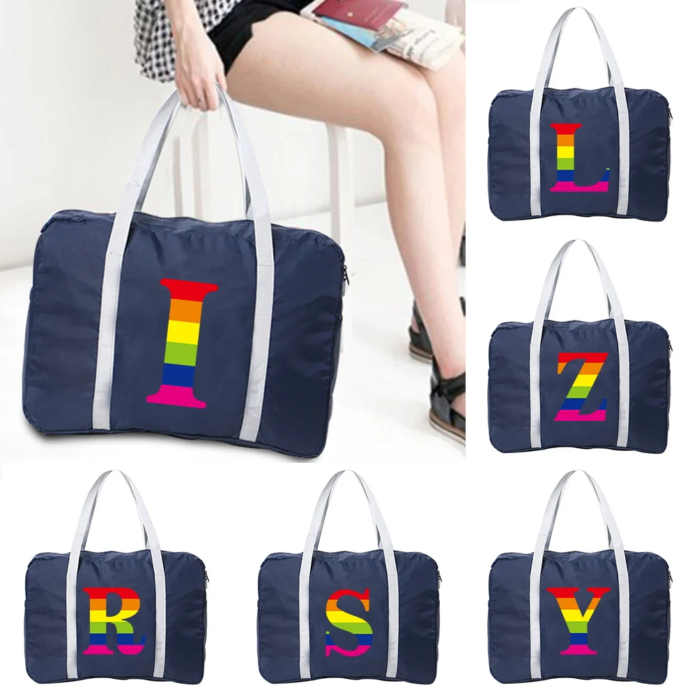 

Rainbow Series Print Travel Bags Nylon Unisex Foldable Large Capacity Bag Luggage Women New WaterProof Handbags Men Travel Bags