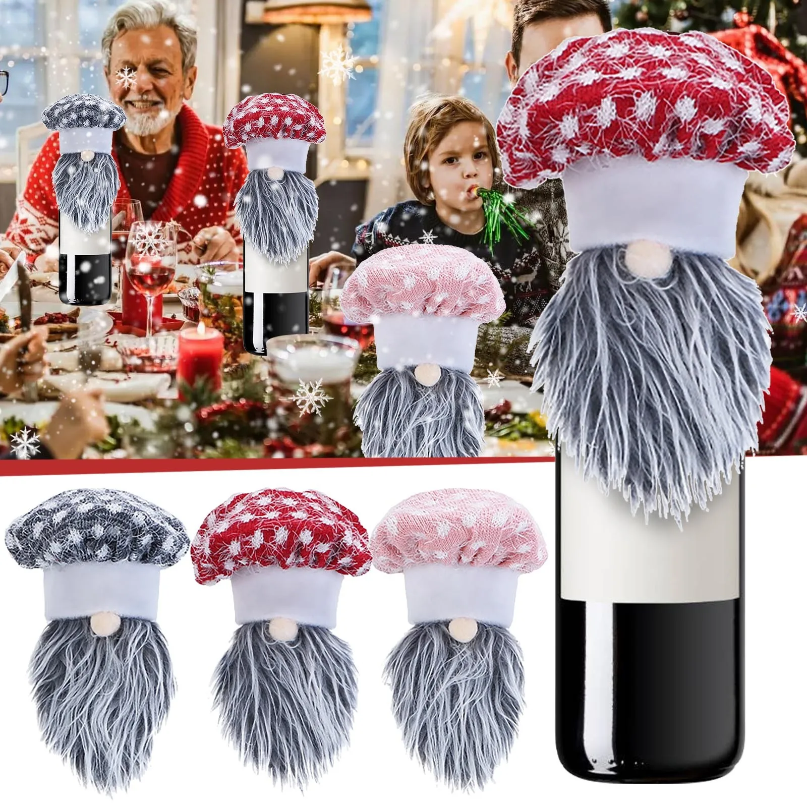 Christmas Gnome Wine Bottle Cover Chef Faceless Doll Window Ornament Christmas Decorations Huge Wine Glasses Oversized