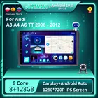 JUSTNAVI QT10 Android 10,0 для Audi A3 A4 A6 TT 2008 - 2012 автомобильный DVD GPS навигатор автомобильное радио стерео Мультимедийный Плеер головное устройство