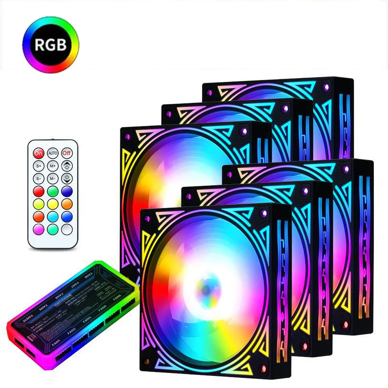 

Кулер для ПК с RGB-подсветкой и пультом дистанционного управления, 120 мм, 12 см