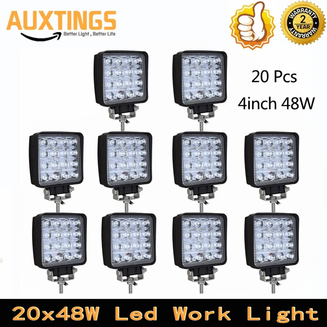 20pcs free shipping suv 4x4 offroad 48w led work light for truck 12v 4x4 driving lights spotlights tractor offroad lights