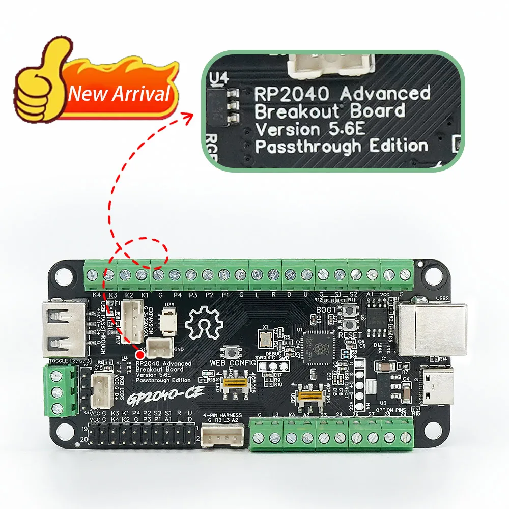TicKnot V5.6E RP2040 Advanced Breakout USB Passthrough PICO Fighting Board для PS5/PS4/PC DIY Fight Stick Arcade Hitbox NS