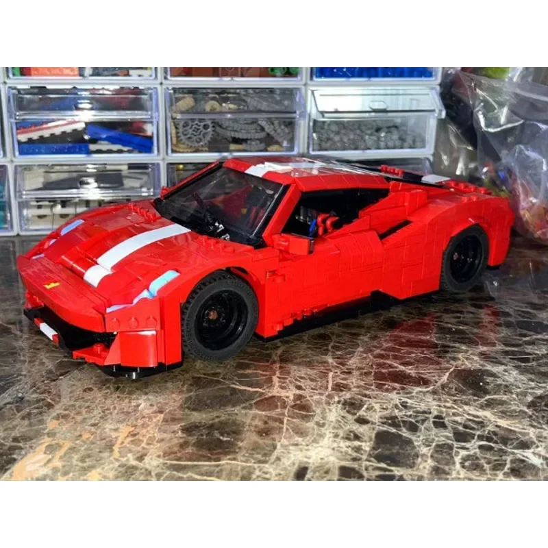 Строительный блок Модель гоночного автомобиля 488 спортивный автомобиль V2 1155